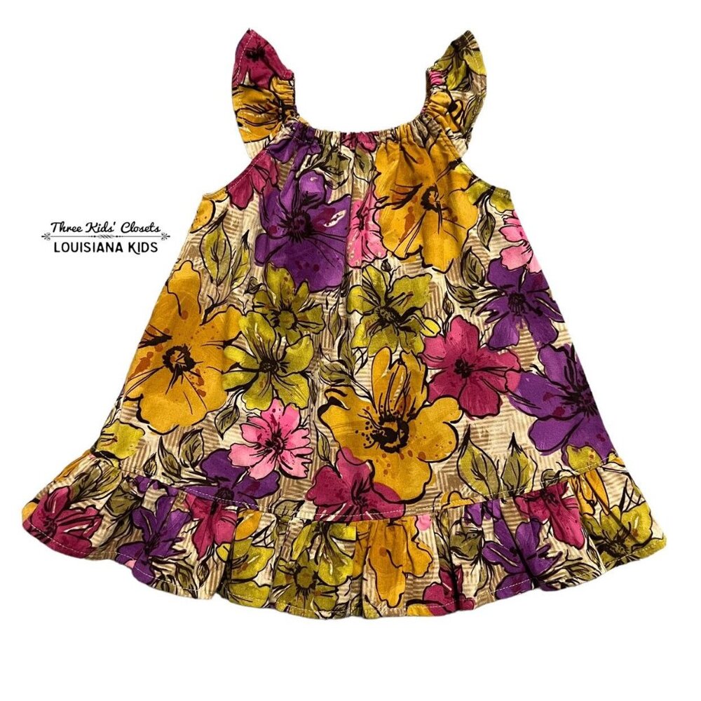 Handmade 12-18m Bold Floral Print Dress